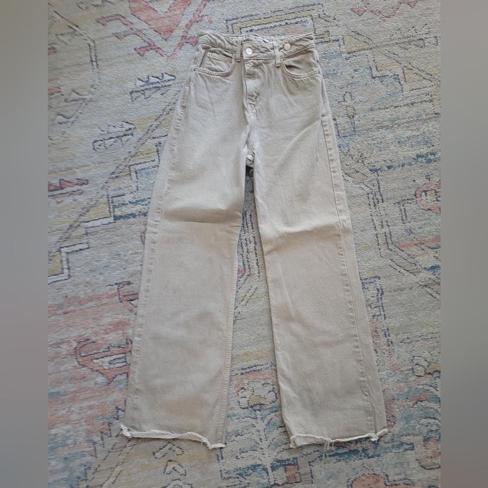 Size 2 Womens Zara Wide Leg Tan Jeans Pants